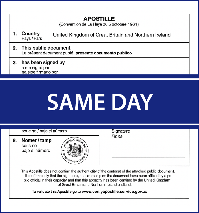 Same Day Apostille (Restricted Urgent Service)