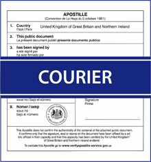 Courier: taking legalised documents to the post office