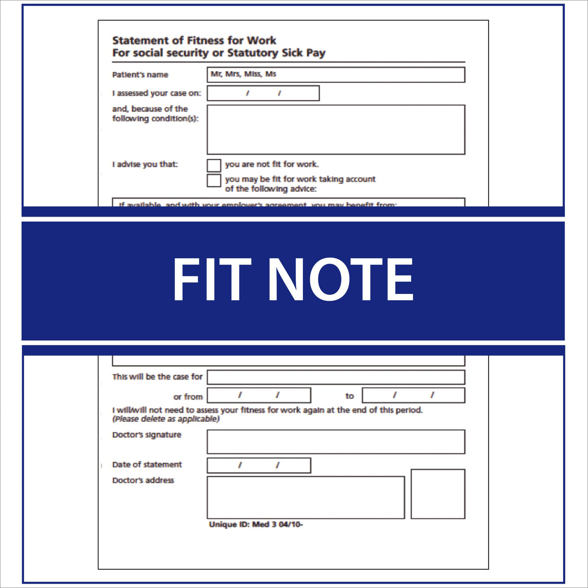 Blank Fit Notes Example Fit Note – Fast Track Apostille - Legalisation Store