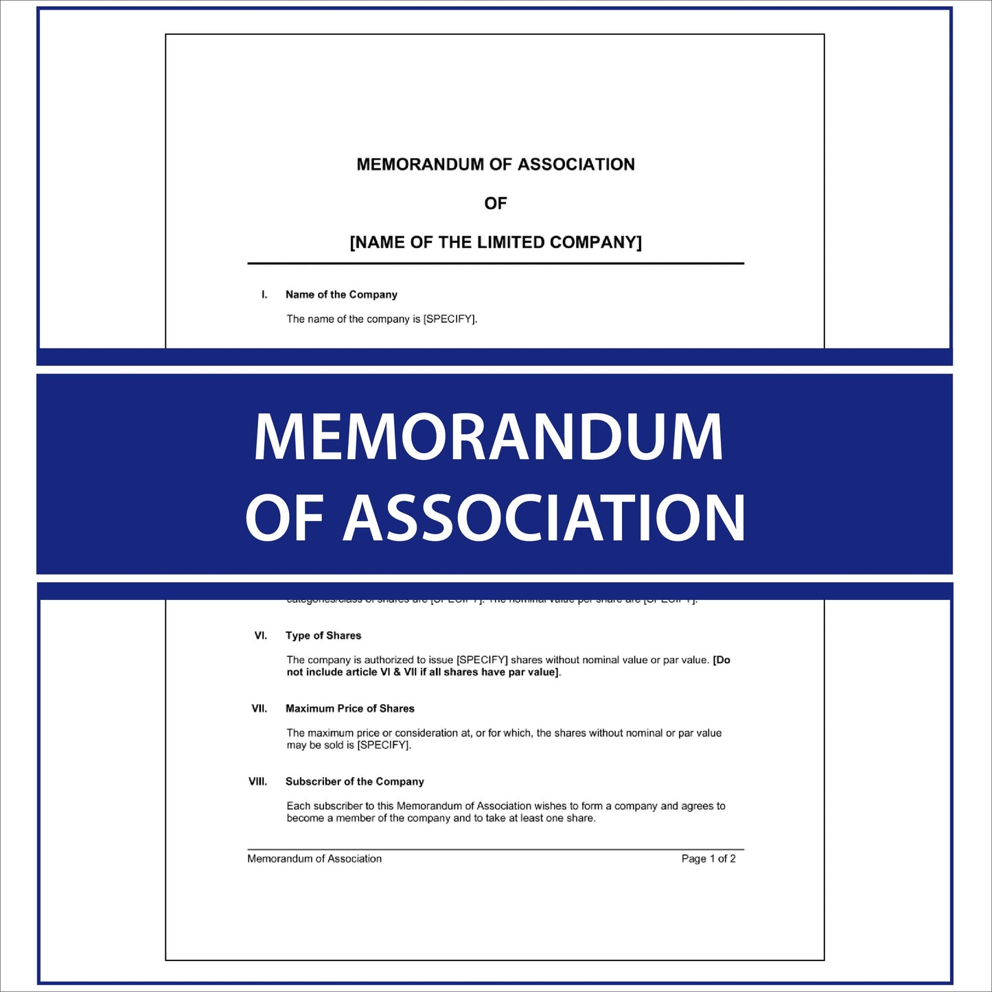 Certificate of memorandum