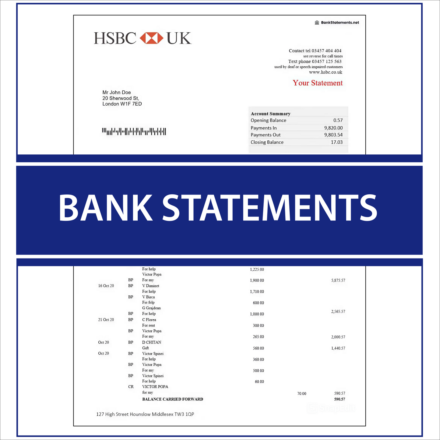 Bank statement