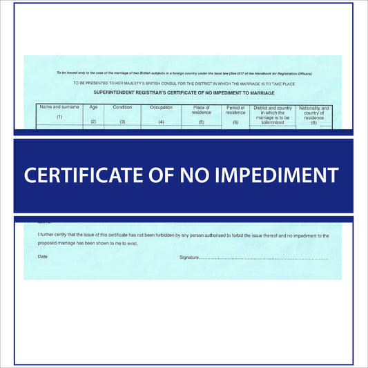 Certificate of no impediment